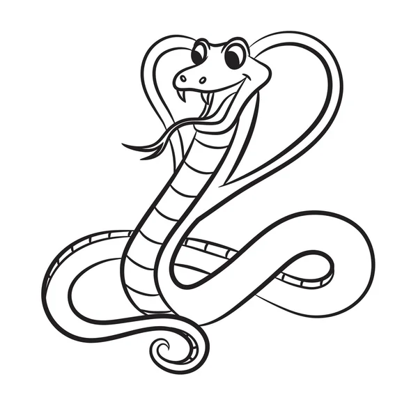 Illustration of outlined cobra snake on a white background. Vector — Stock Vector