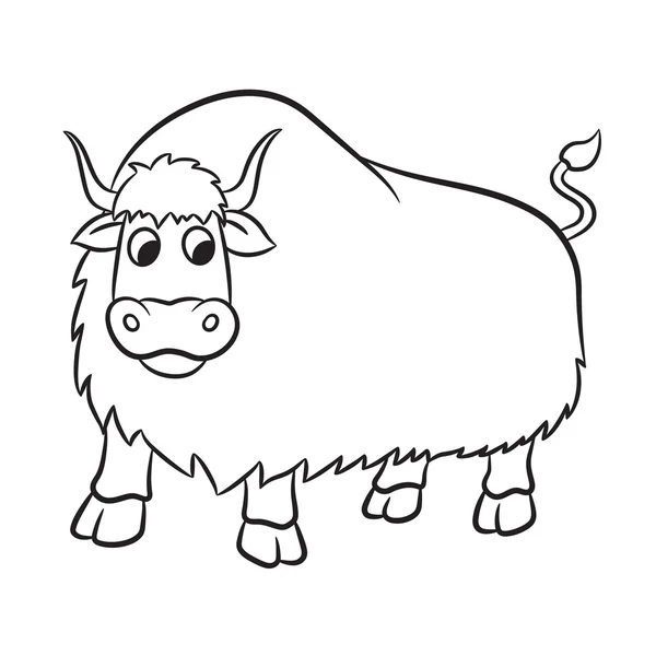 概述牦牛在白色背景上的插图 — 图库矢量图片