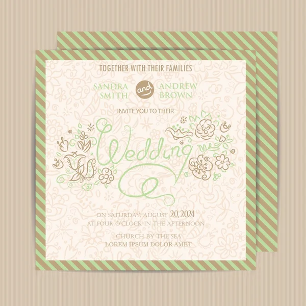 Wedding vintage invitation card or announcement. — Stock Vector