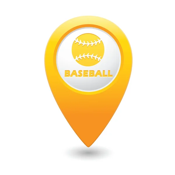 Kaart aanwijzer met honkbal pictogram — Stockvector