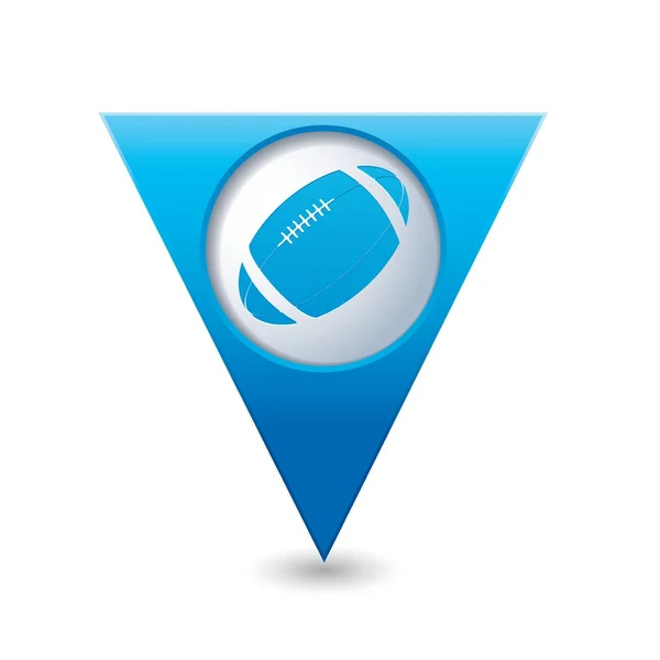 Amerikan futbolu simgesi olan mavi üçgen işaretçi — Stok Vektör