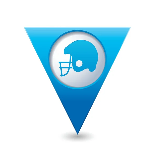 Blauwe driehoekige aanwijzer met American football pictogram — Stockvector