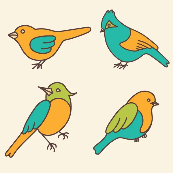 Çizgi film seti sevimli kuş — Stok Vektör