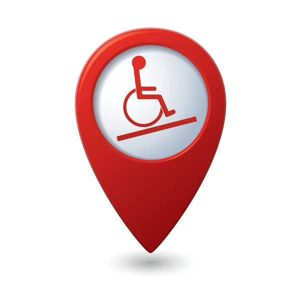 Map pointer with handicap icon. Vector illustration — Stock Vector