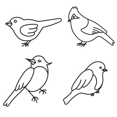sevimli kuş vektör kümesi.