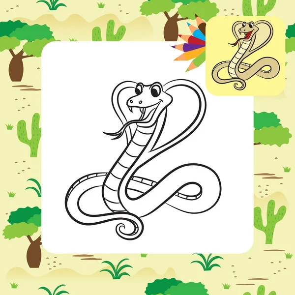 Illustration of cobra snake. Coloring page. — Stock Vector