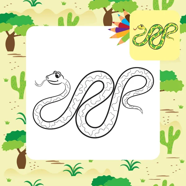 Illustration of snake. Coloring book. — Stock Vector