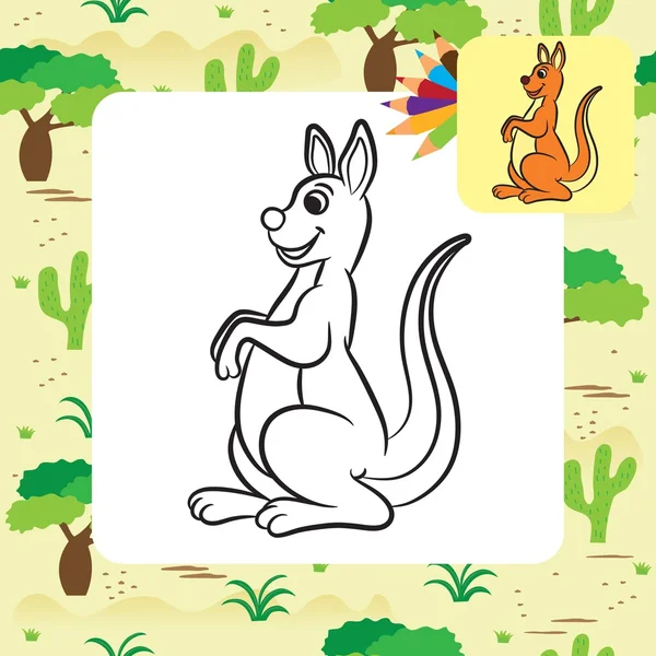 Kangaroo vektor illustration. Målarbok. Vektor illustration. — Stock vektor