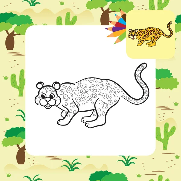Illustration vectorielle léopard. Livre à colorier. Illustration vectorielle . — Image vectorielle