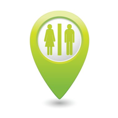 Yeşil harita göstergesi ile tuvalet simgesi