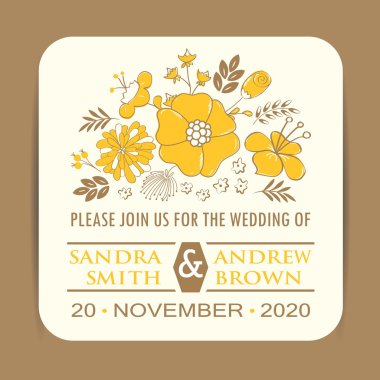 Düğün vintage davetiye kartı veya duyuru