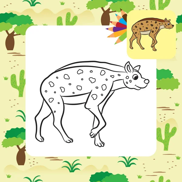 Illustration d'hyène debout. Coloriage — Image vectorielle