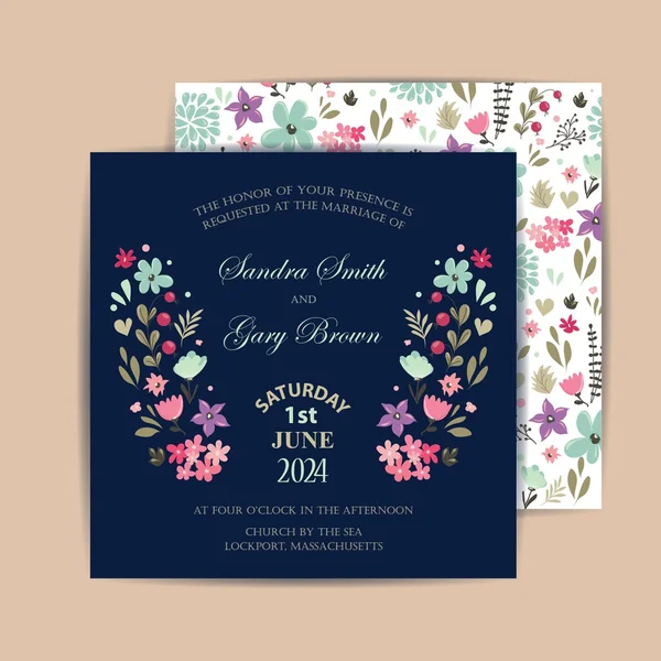 Carte d'invitation vintage mariage — Image vectorielle