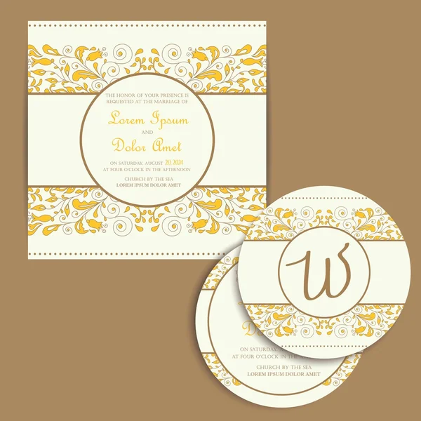 Set of wedding invitation cards or announcements — Stock Vector