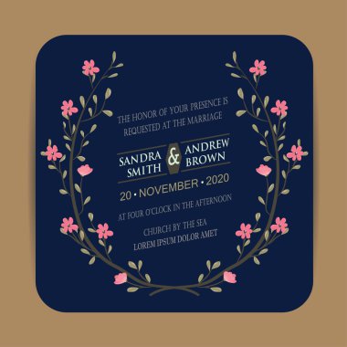 Donanma ve mercan düğün davetiye kartı