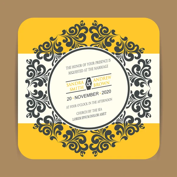 Carte d'invitation de mariage ou annonce — Image vectorielle