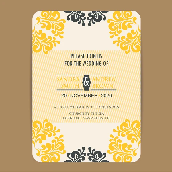 Carte d'invitation de mariage ou annonce — Image vectorielle