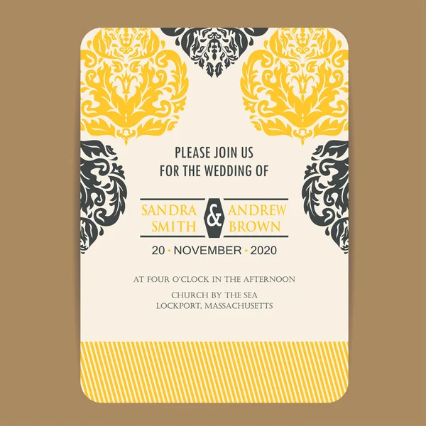 Carte d'invitation de mariage ou annonce — Image vectorielle