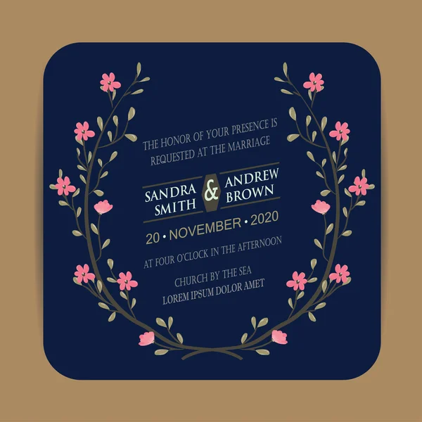 Tarjeta de invitación de boda de Marina y Coral — Vector de stock