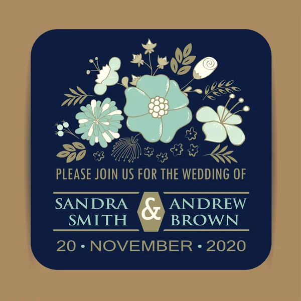 Carte d'invitation de mariage ou annonce — Image vectorielle