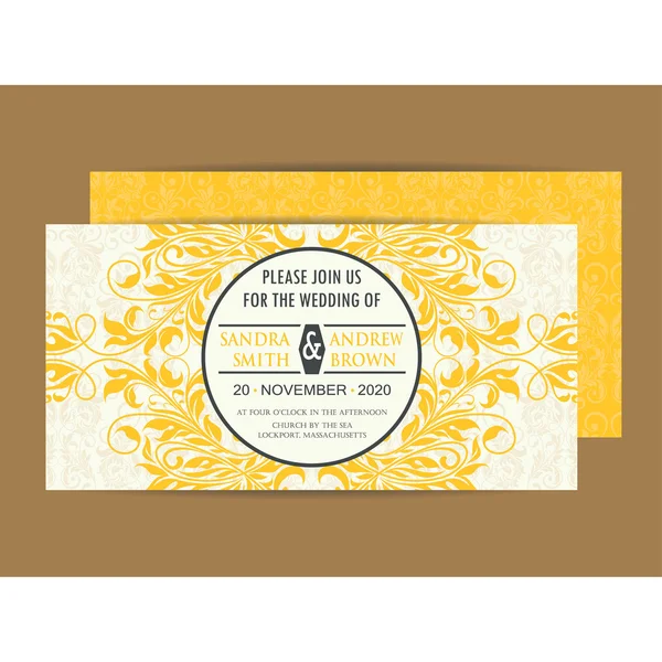 Carte d'invitation vintage mariage — Image vectorielle