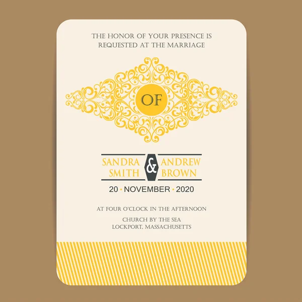 Carte d'invitation de mariage ou annonce — Image vectorielle