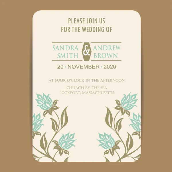 Carte d'invitation de mariage ou annonce — Image vectorielle