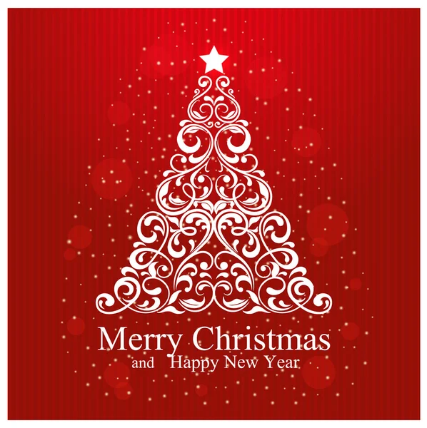 С Рождеством и с Новым годом открытка с красивой цветочной елкой Лицензионные Стоковые Иллюстрации