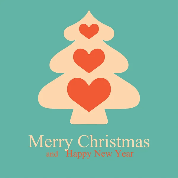 Powitanie karta Boże Narodzenie i nowy rok z choinki. Ilustracja wektorowa — Wektor stockowy