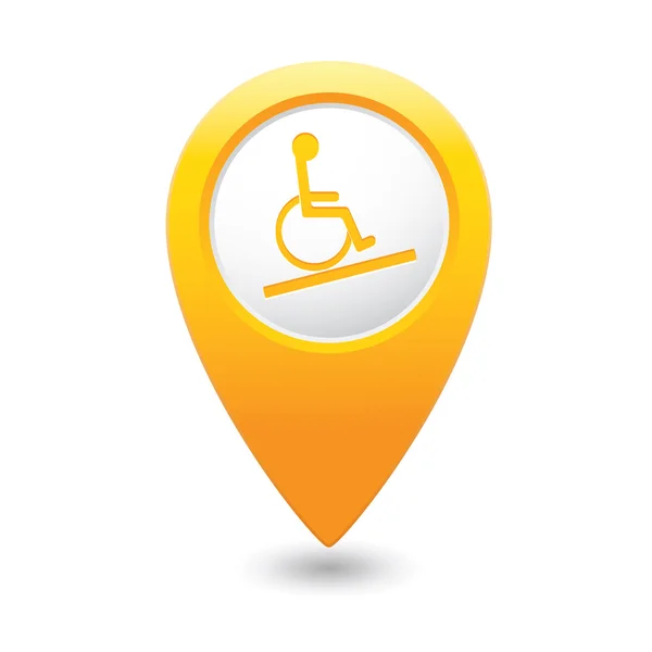 Map pointer with handicap icon — Stock Vector
