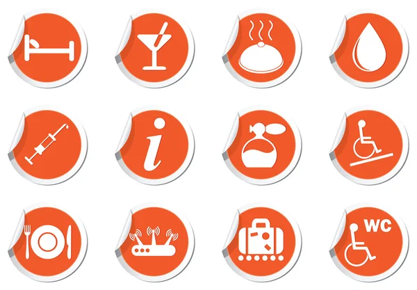 Usługi ikony ustaw na pomarańczowy etykiety — Wektor stockowy