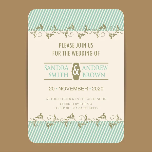 Belle carte d'invitation de mariage vintage — Image vectorielle