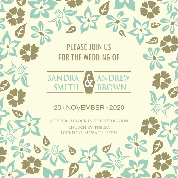 Belle carte d'invitation de mariage vintage — Image vectorielle