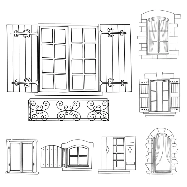 Ventanas vintage sobre fondo blanco — Archivo Imágenes Vectoriales