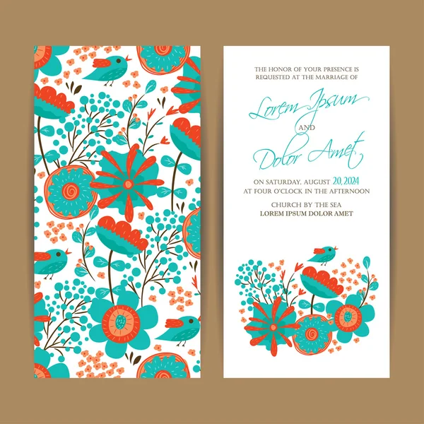 Πρόσκληση ή ανακοίνωση κάρτα με floral φόντο — Διανυσματικό Αρχείο