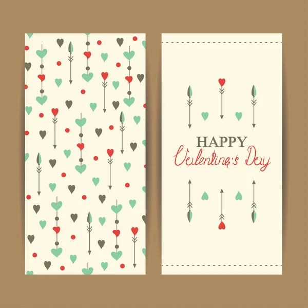 Valentine's Day greeting card with hearts and arrows — Stock Vector