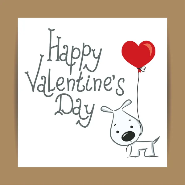 Carino biglietto per San Valentino con cane divertente — Vettoriale Stock