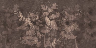 Tatlı bezelye. Grunge kahverengiye boyanmış beyaz kır çiçekleri. Çatı katında çiçek arkaplanı, modern tarzda. Duvar resmi, kart, kartpostal, duvar kağıdı, duvar kağıdı için tasarım.