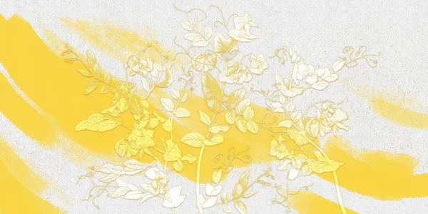 Солодкий Горох Графічні Білі Дикі Квіти Намальовані Абстрактній Гранжевій Стіні — стокове фото
