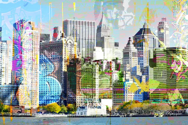 Big City Background Modern Megapolis New York City Downtown Illustration — Stockfoto