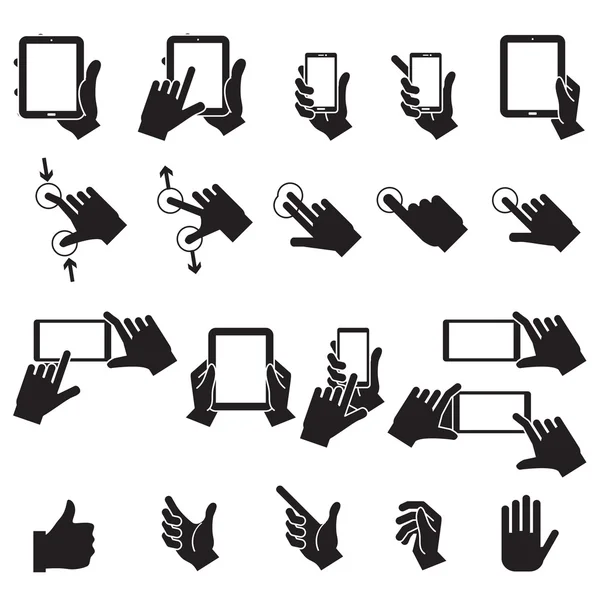 Toucher à la main téléphone portable et tablette numérique, vecteur EPS10 — Image vectorielle