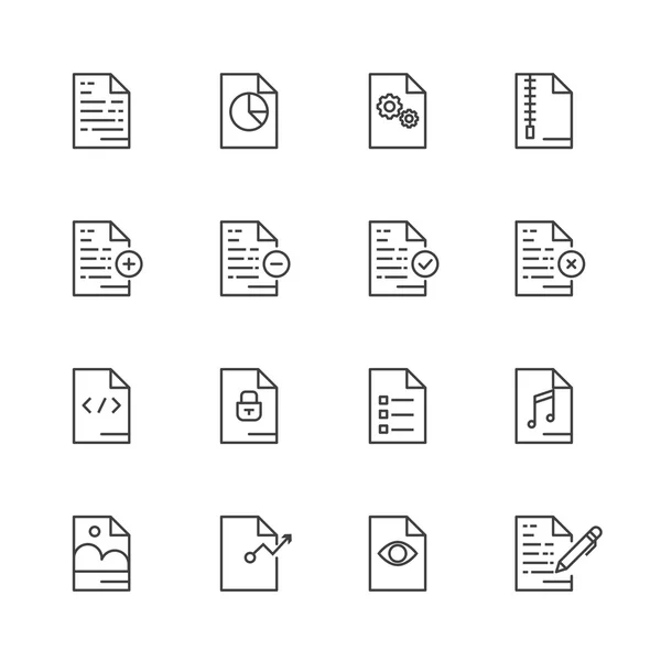 Esquema Icono Conjunto de icono de papel, Icono de documento Diseño, para websi — Vector de stock