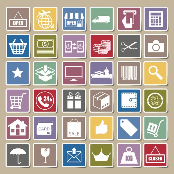 Shopping and logistic icons Sticker set, vector — Stock Vector