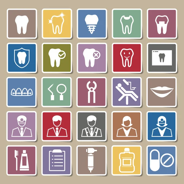 Dental icons Sticker set — Stock Vector