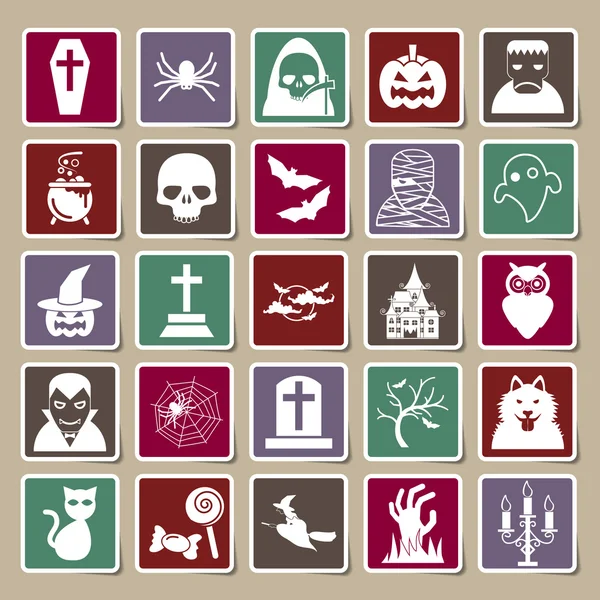 Iconos de Halloween Pegatina — Vector de stock