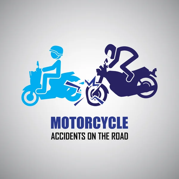 Motorcycle crash and accidents icons — Stock Vector