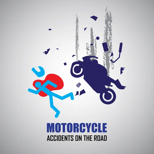 Accidente de motocicleta y accidentes iconos — Archivo Imágenes Vectoriales