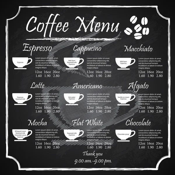 Menu café —  Vetores de Stock