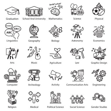 Eğitim çalışma Icons set