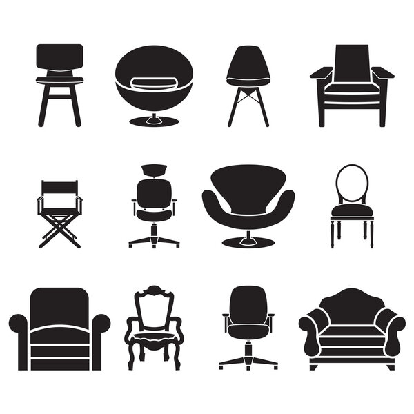 chair and sofa vector set